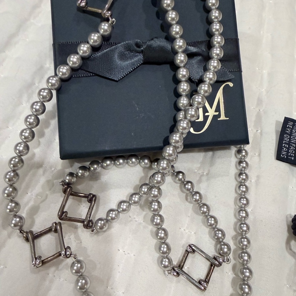 Mignon Faget Retired Silver Pearl Necklace with matching earrings